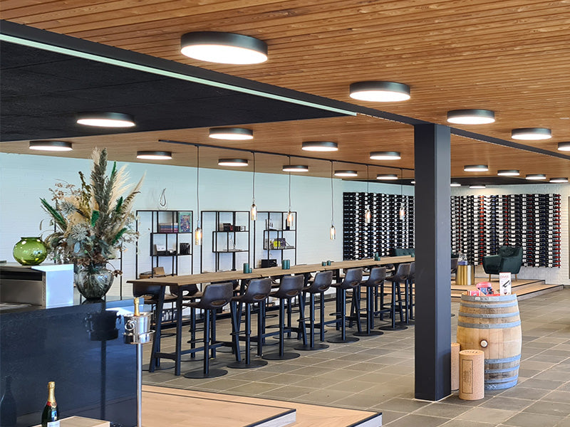 Luna rundt LED armatur plafond påbygget kontorbelysning butiksbelysning energioptimering