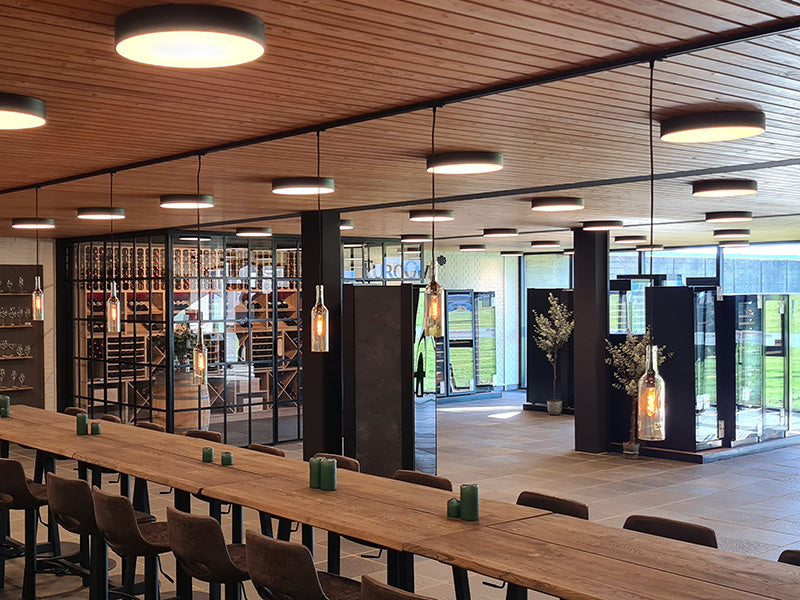 Luna rundt LED armatur påbygget kontorbelysning butiksbelysning energioptimering